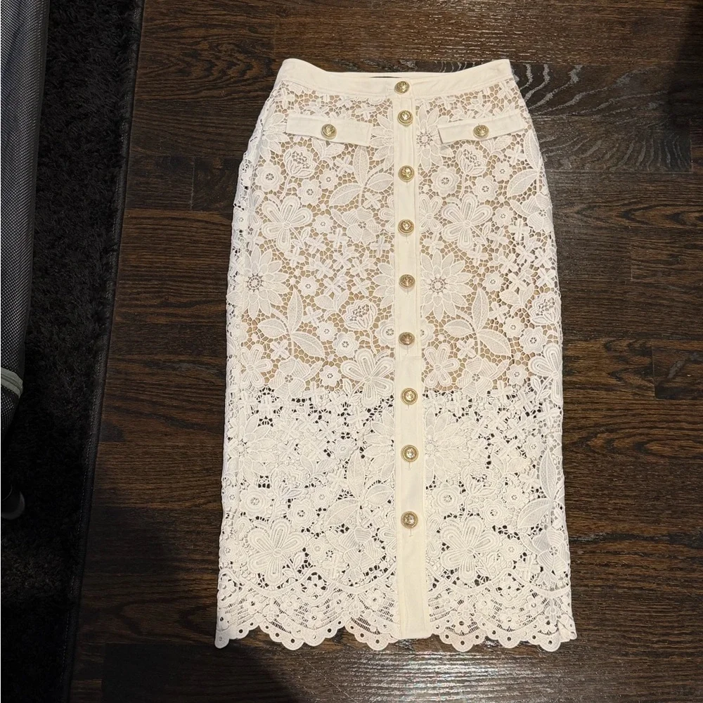 NEW Generation Love Elegant White Lace Button-Down Skirt - Picture 2 of 8